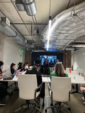 A company meeting in the Techstars Atlanta office